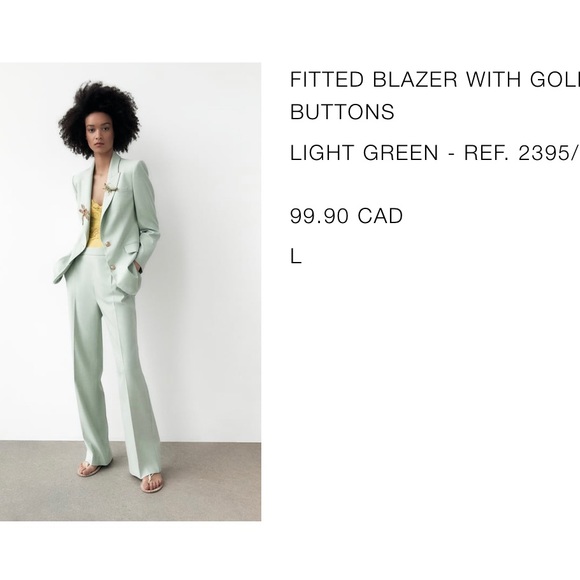 Zara Celadon blazer / size L - Picture 3 of 4